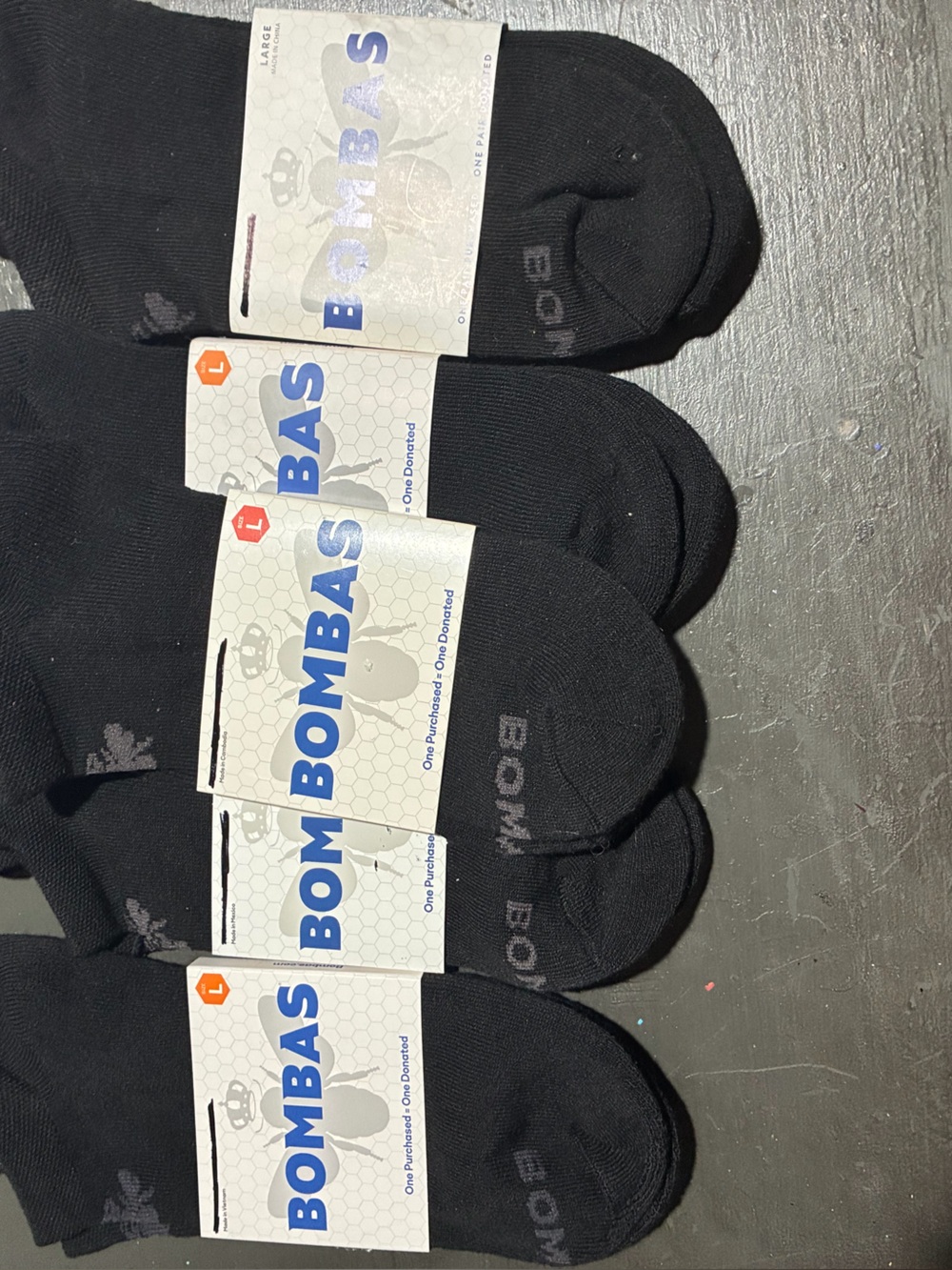Bombas Large Black Athletic Socks ankle 5ct